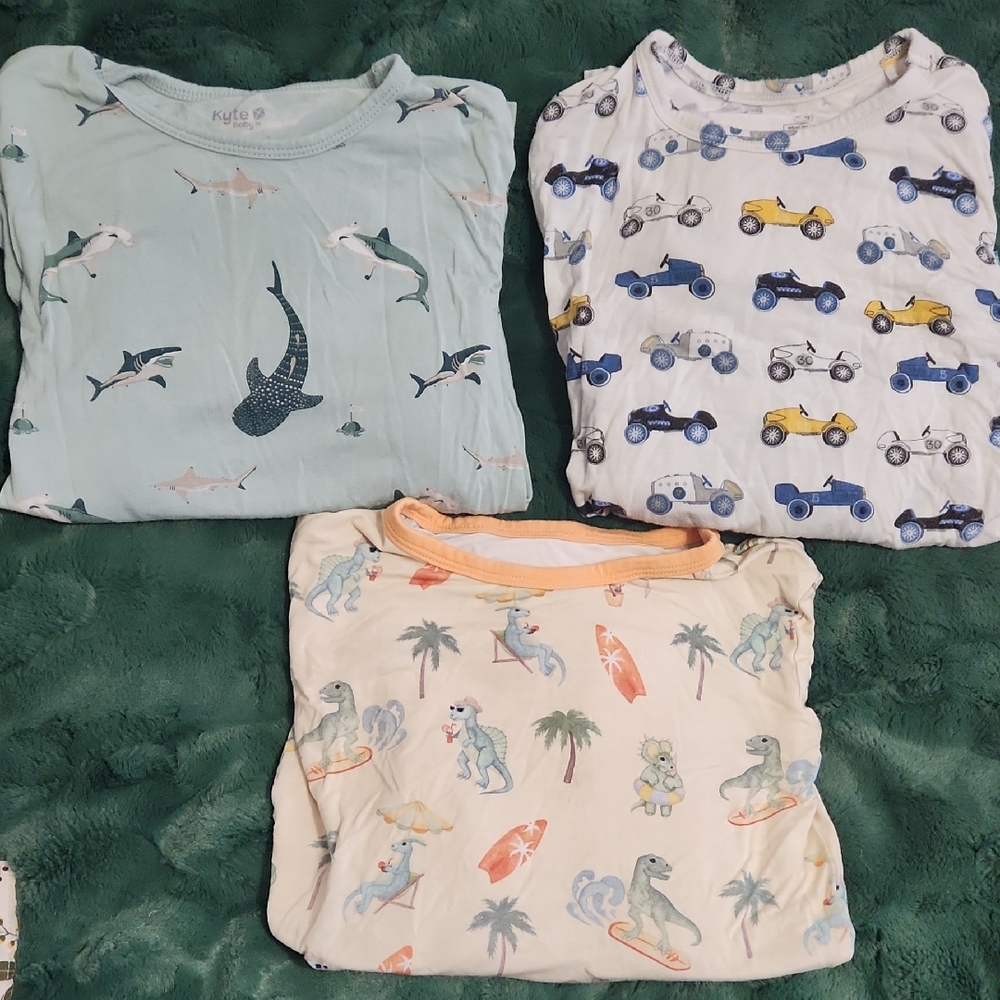 Kids Bamboo Pajamas Set - Shark, Car, and Surfing Dinosaur Prints